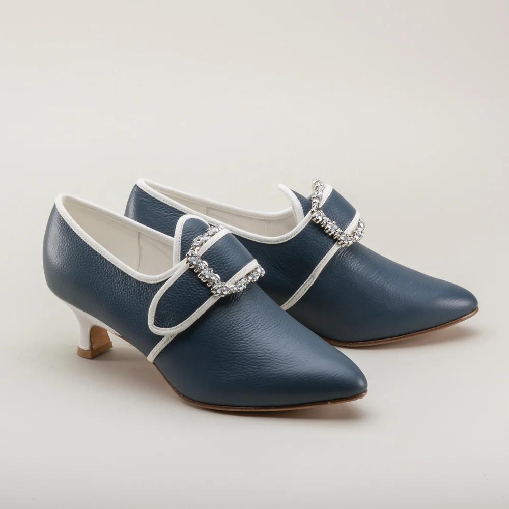 Dunmore 18th Century Shoes (Blue/White) - Image 5