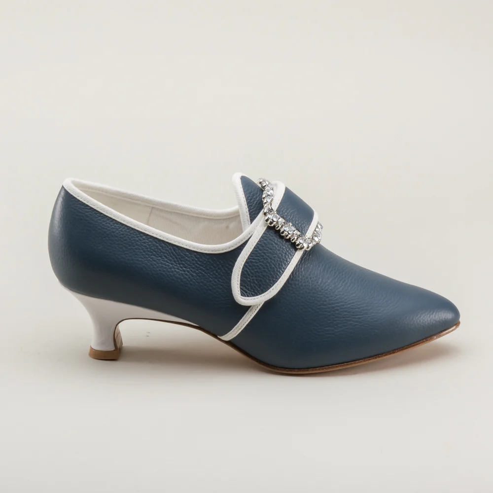 Dunmore 18th Century Shoes (Blue/White) - Image 7