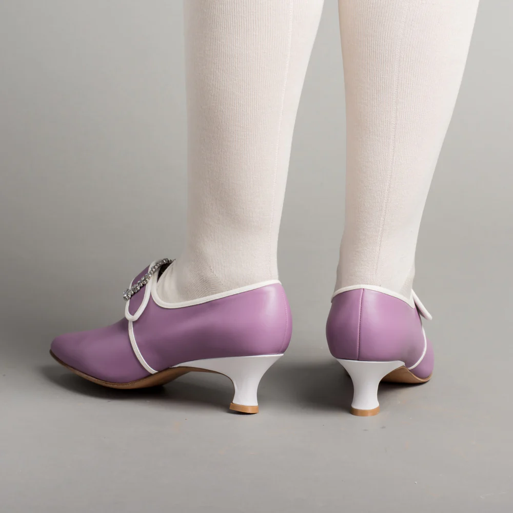 Dunmore 18th Century Shoes (Lavender/White) - Image 4