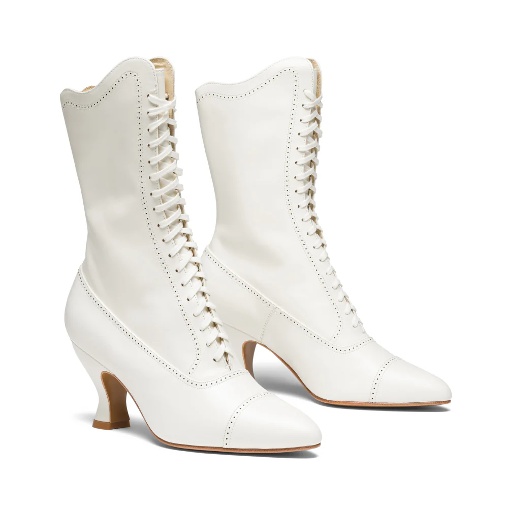 Edith Edwardian Boots Wide (Cream) - Image 2