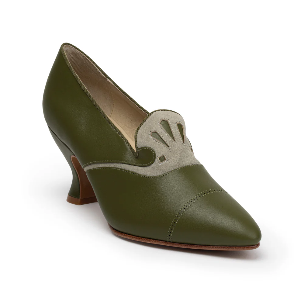 Elsie Edwardian Pumps (Dark Olive/Light Olive) - Image 3