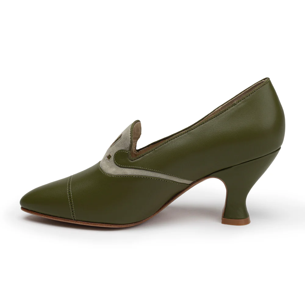 Elsie Edwardian Pumps (Dark Olive/Light Olive) - Image 4
