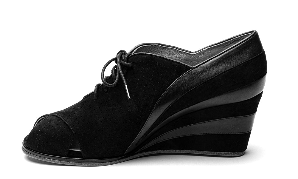 Esme 1930s Wedges (Black/Black) - Image 4