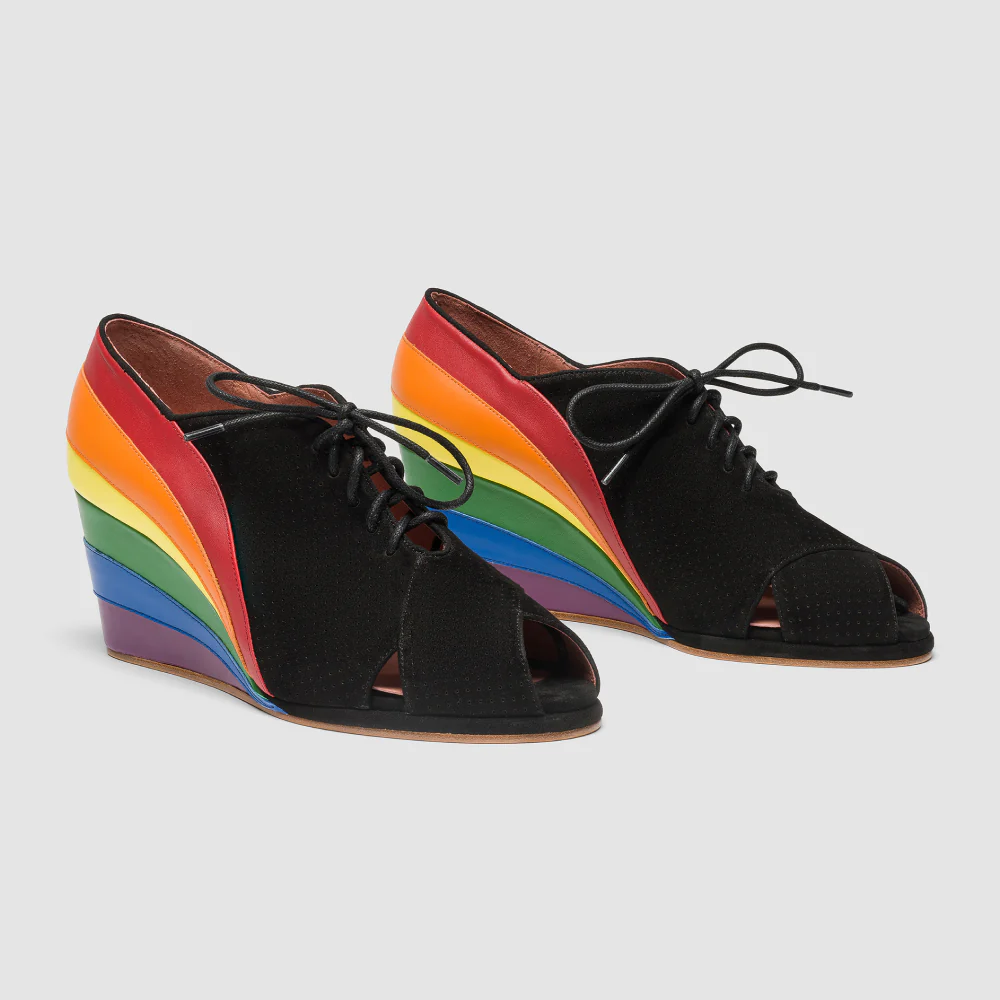 Esme 1930s Wedges Pride Edition (Black/Rainbow) - Image 2