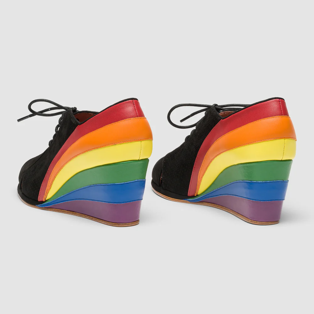 Esme 1930s Wedges Pride Edition (Black/Rainbow) - Image 3