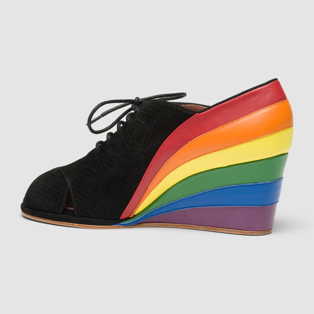 Esme 1930s Wedges Pride Edition (Black/Rainbow) - Image 4