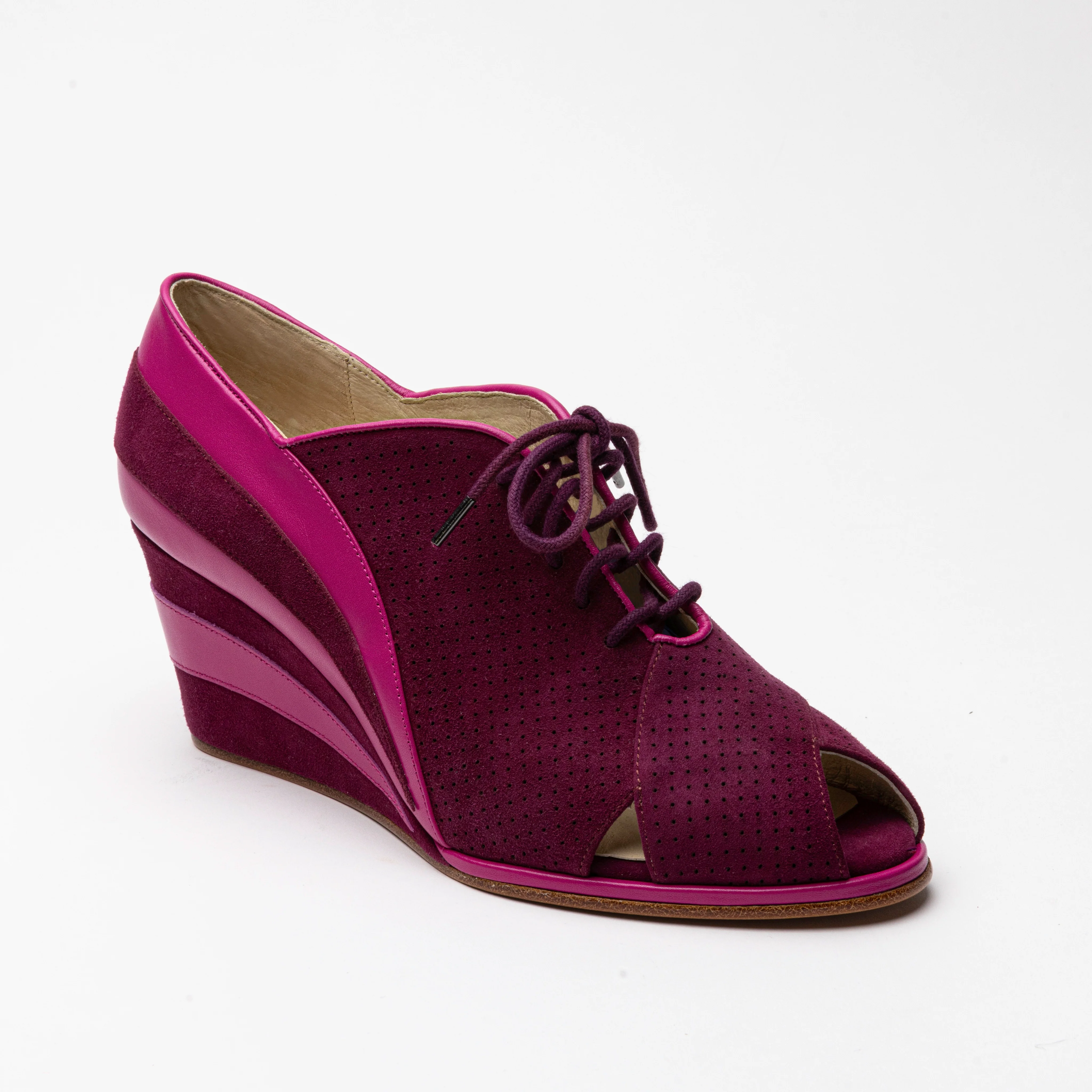 Esme 1930s Wedges (Fuchsia/Wine) - Image 3
