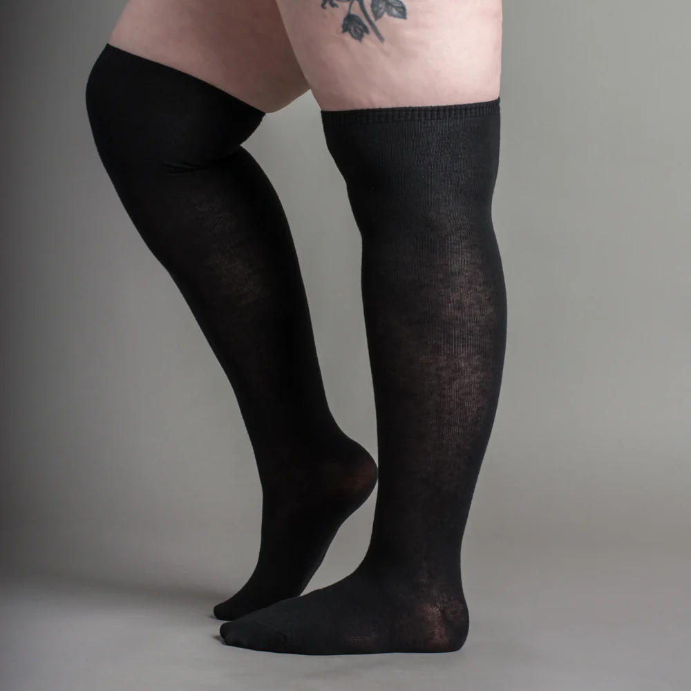 Extra Stretch Cotton Stockings (Black) - Image 2