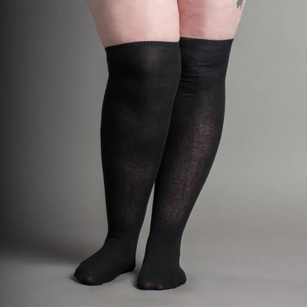 Extra Stretch Cotton Stockings (Black) - Image 3
