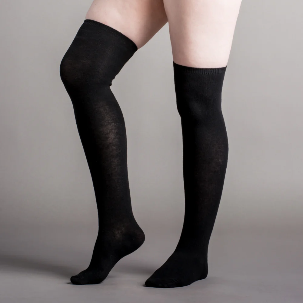 Extra Stretch Cotton Stockings (Black) - Image 6