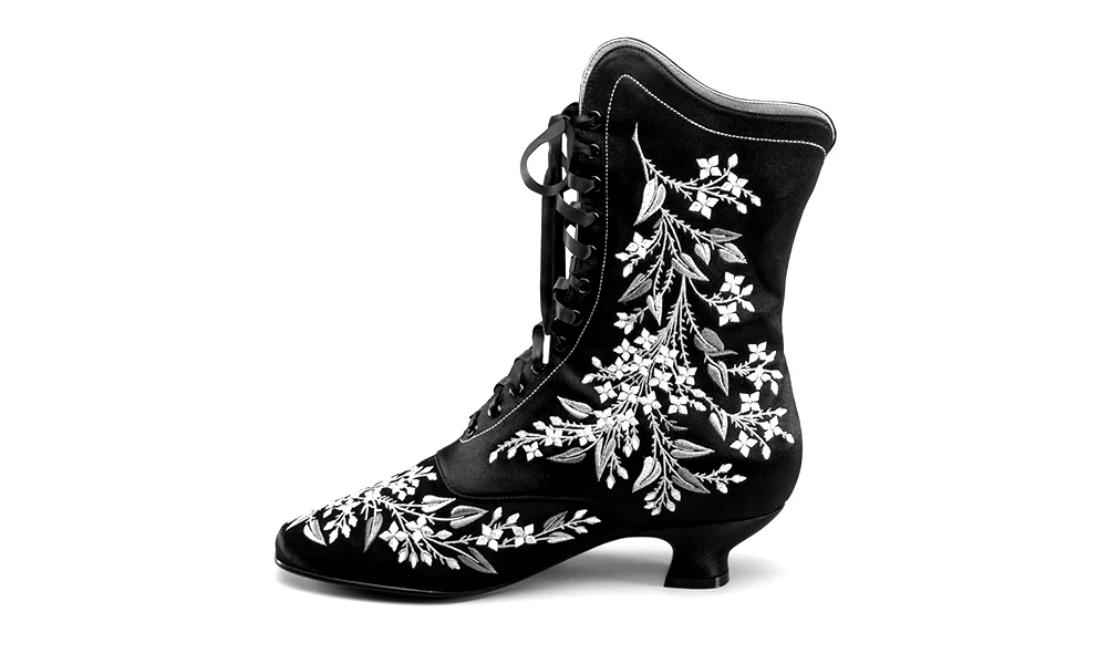 Flora Women's Embroidered Boots (Black) - Image 6