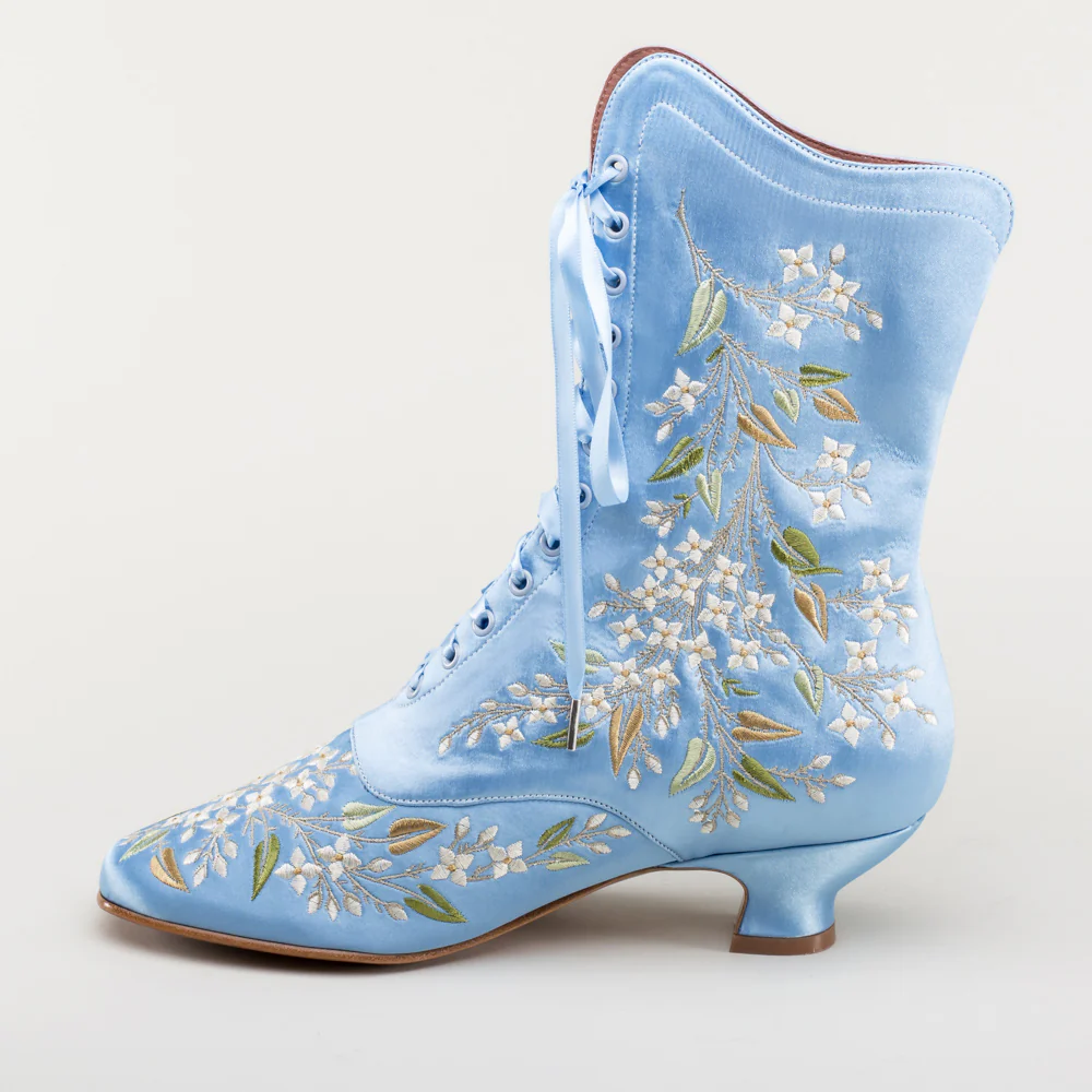 Flora Women's Embroidered Boots (Blue) - Image 10