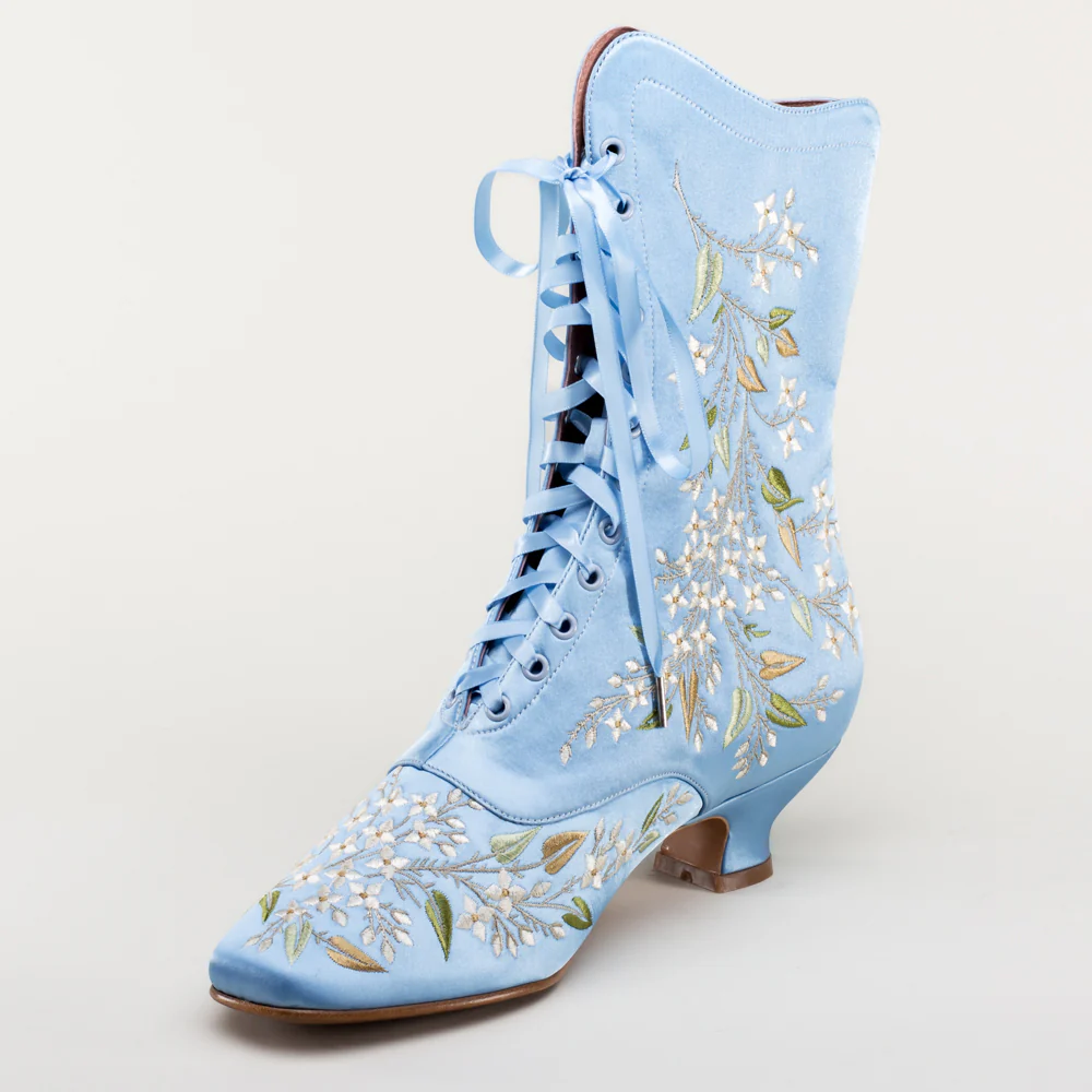 Flora Women's Embroidered Boots (Blue) - Image 11
