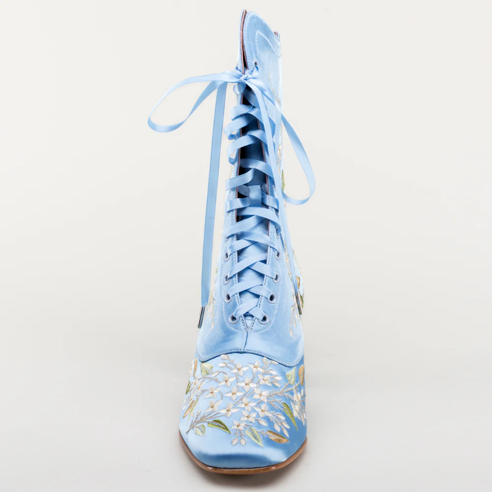 Flora Women's Embroidered Boots (Blue) - Image 12