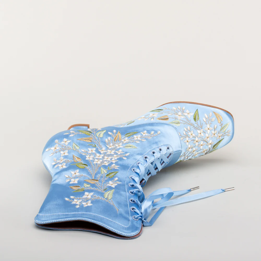 Flora Women's Embroidered Boots (Blue) - Image 14