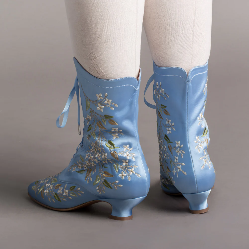 Flora Women's Embroidered Boots (Blue) - Image 3