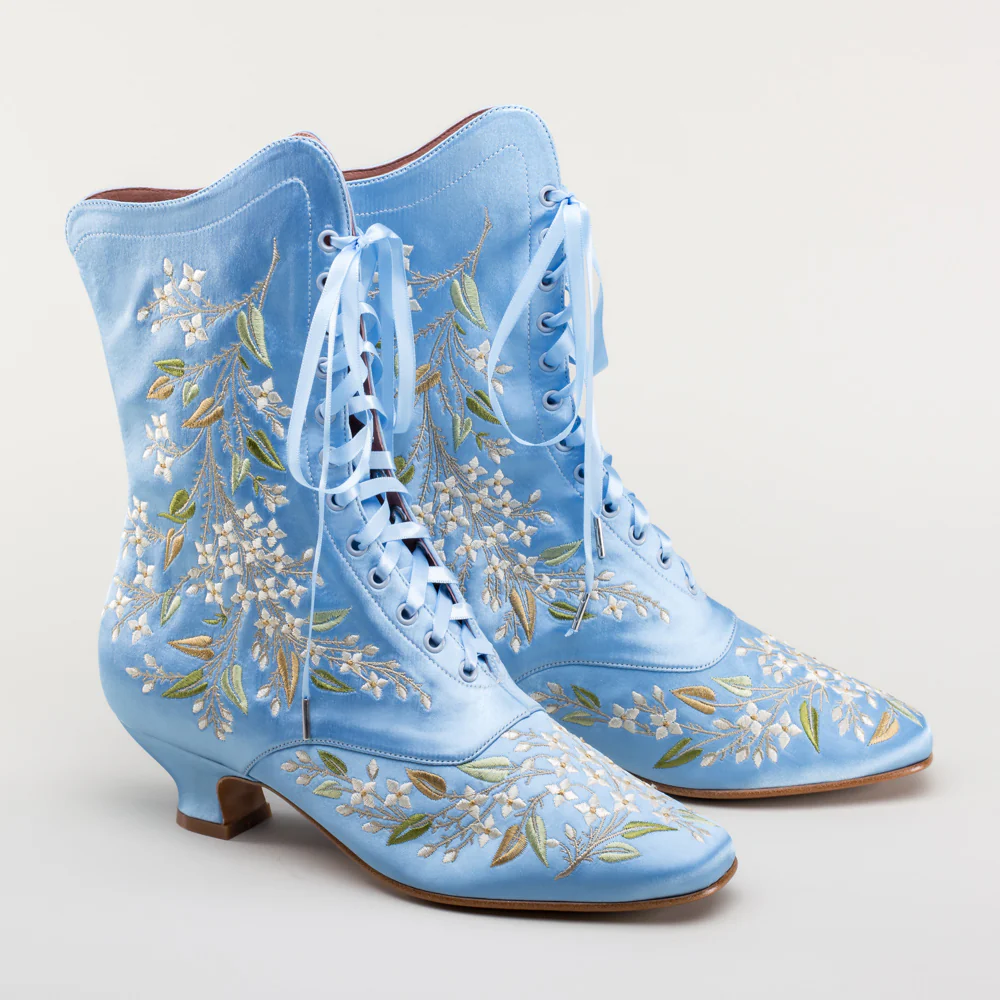 Flora Women's Embroidered Boots (Blue) - Image 4