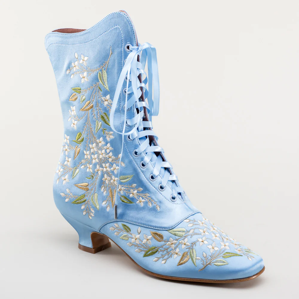 Flora Women's Embroidered Boots (Blue) - Image 5