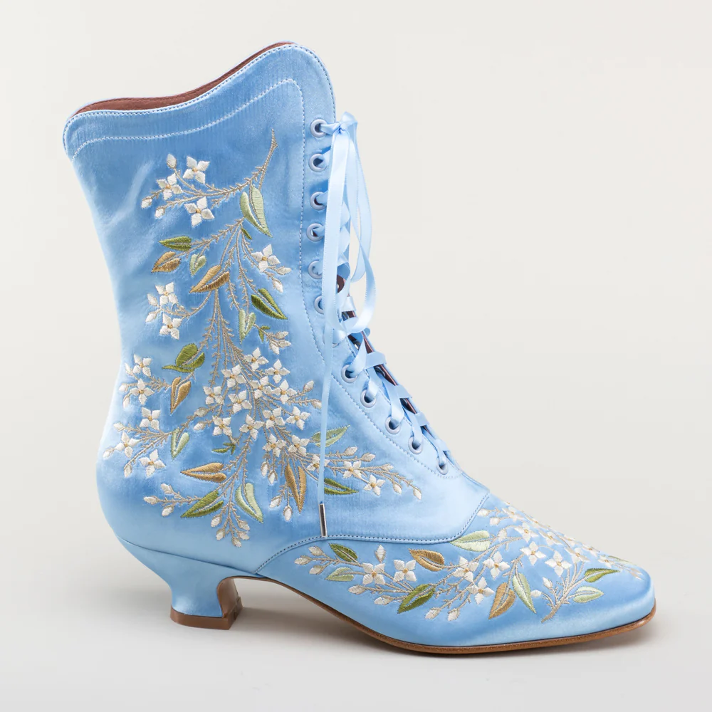 Flora Women's Embroidered Boots (Blue) - Image 6
