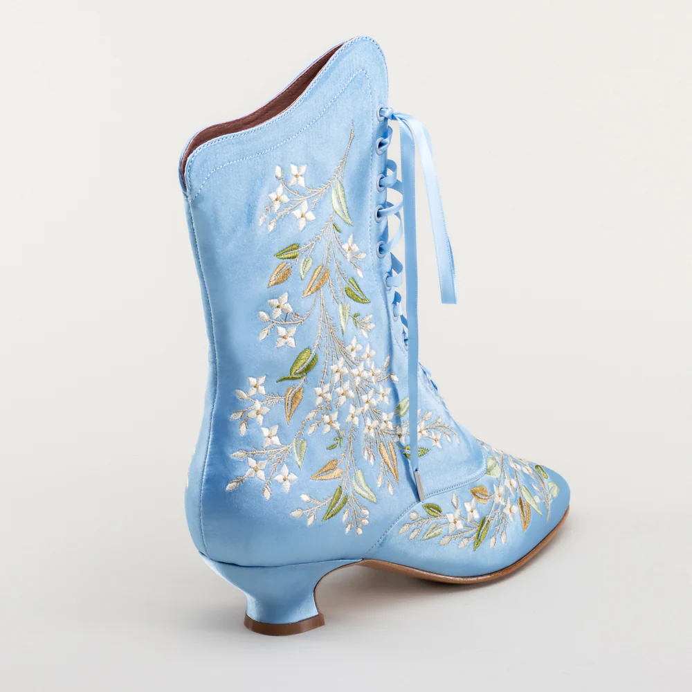 Flora Women's Embroidered Boots (Blue) - Image 7