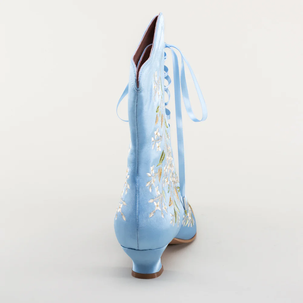 Flora Women's Embroidered Boots (Blue) - Image 8