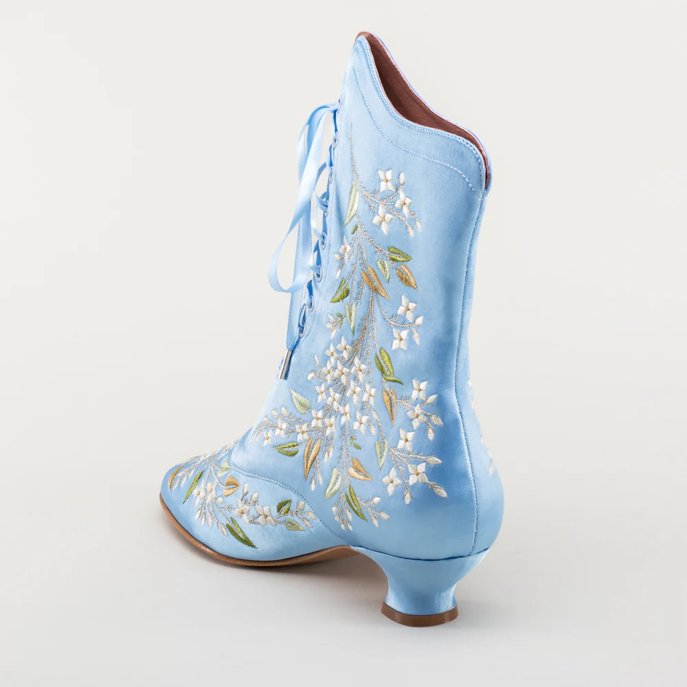 Flora Women's Embroidered Boots (Blue) - Image 9