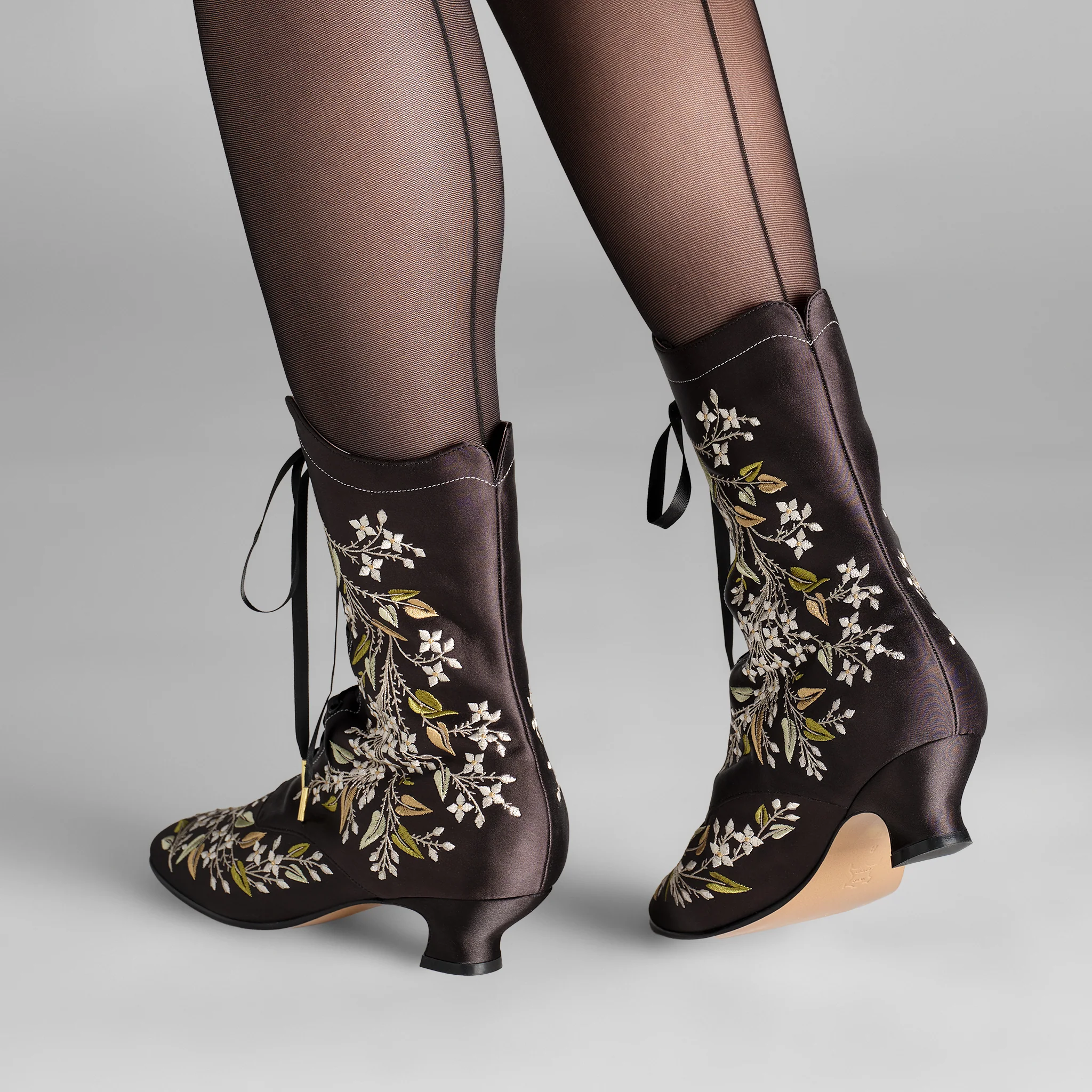 Flora Women's Embroidered Boots (Black) - Image 2