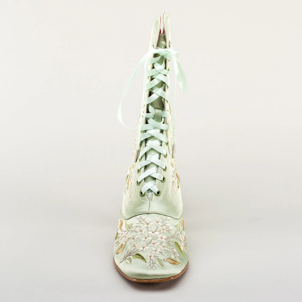 Flora Embroidered Boots Wide (Celadon Green) - Image 12