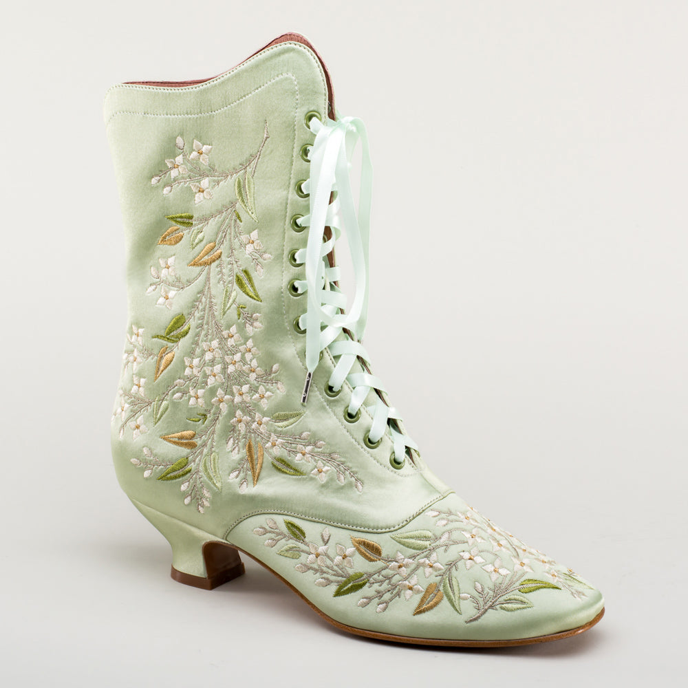 Flora Women's Embroidered Boots (Celadon Green) - Image 5