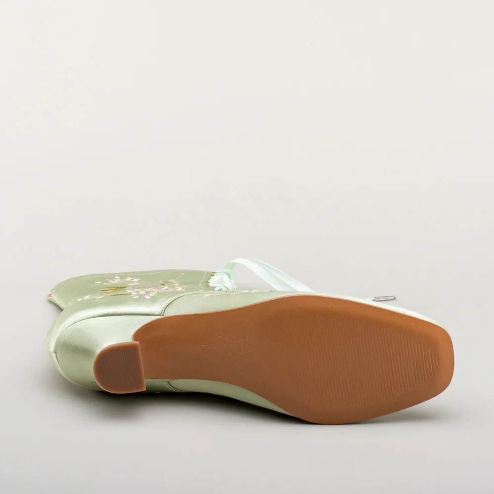 Flora Women's Embroidered Boots (Celadon Green) - Image 13