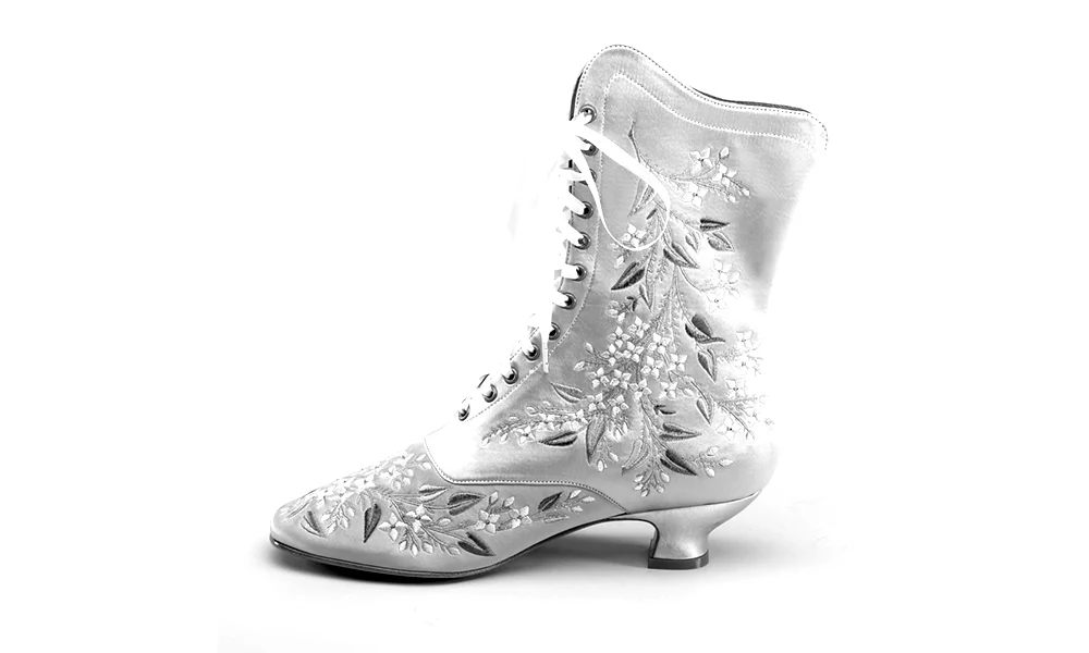 Flora Embroidered Boots Wide (Celadon Green) - Image 29