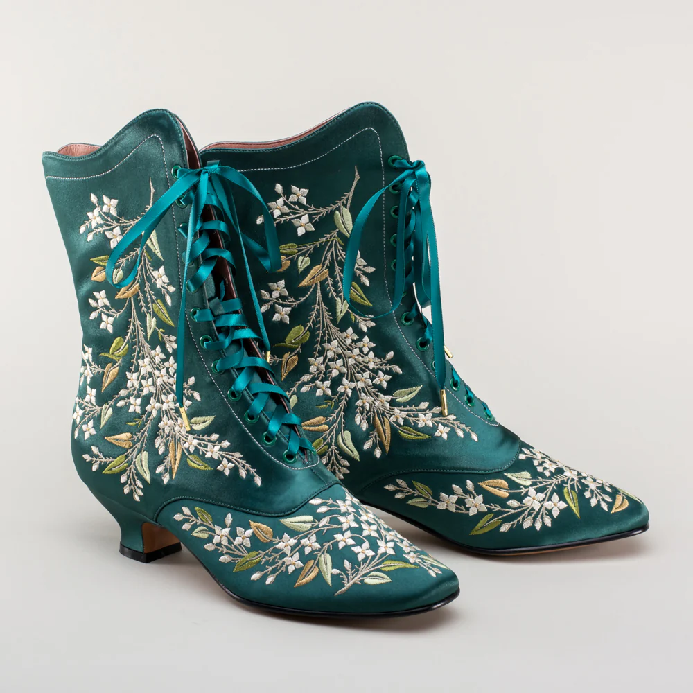 Flora Women's Embroidered Boots (Emerald Green) - Image 4