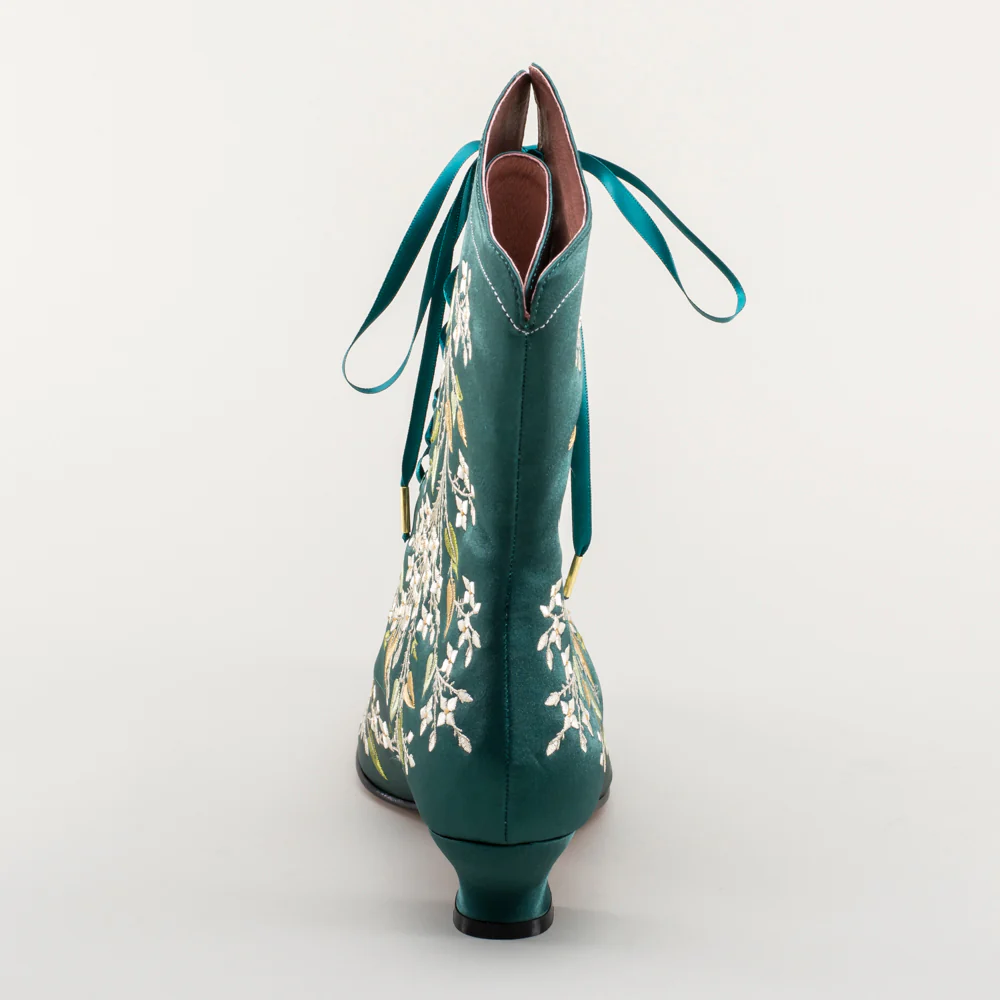 Flora Women's Embroidered Boots (Emerald Green) - Image 8