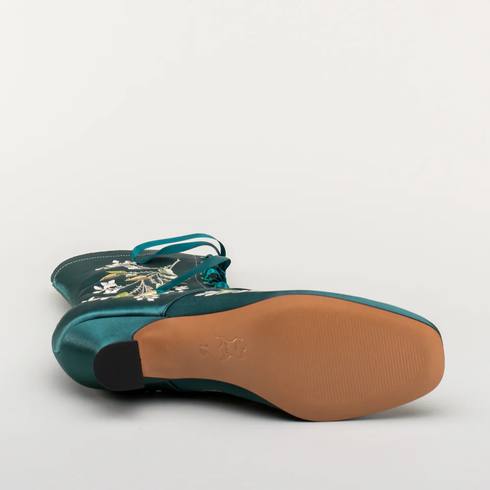 Flora Women's Embroidered Boots (Emerald Green) - Image 13