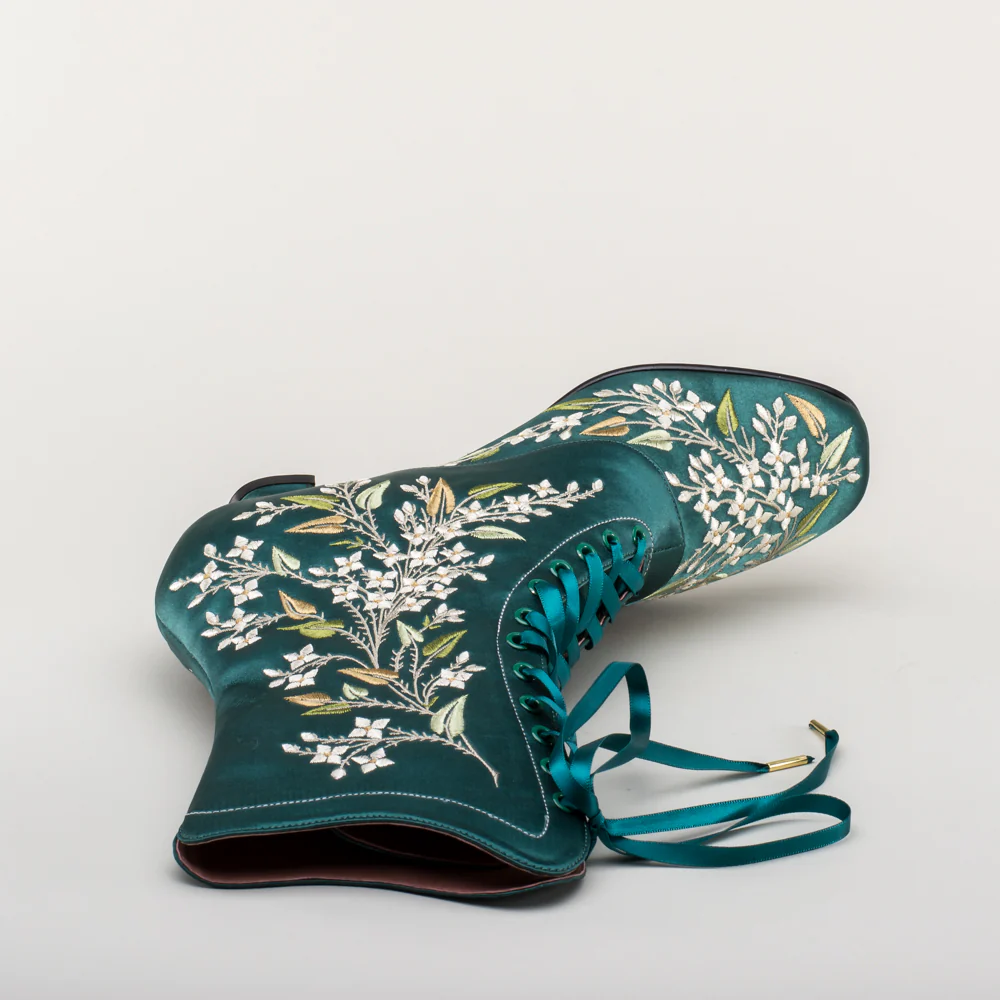Flora Women's Embroidered Boots (Emerald Green) - Image 14