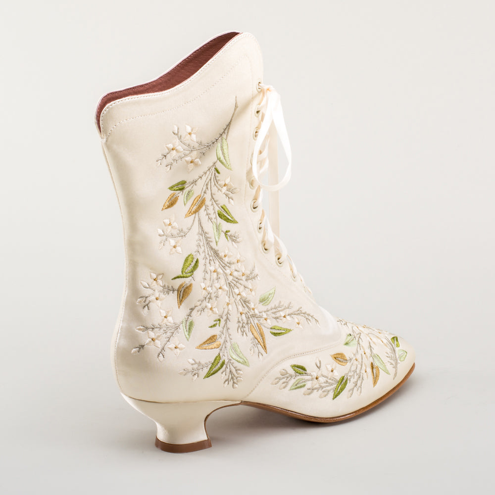 Flora Embroidered Boots Wide (Ivory) - Image 21
