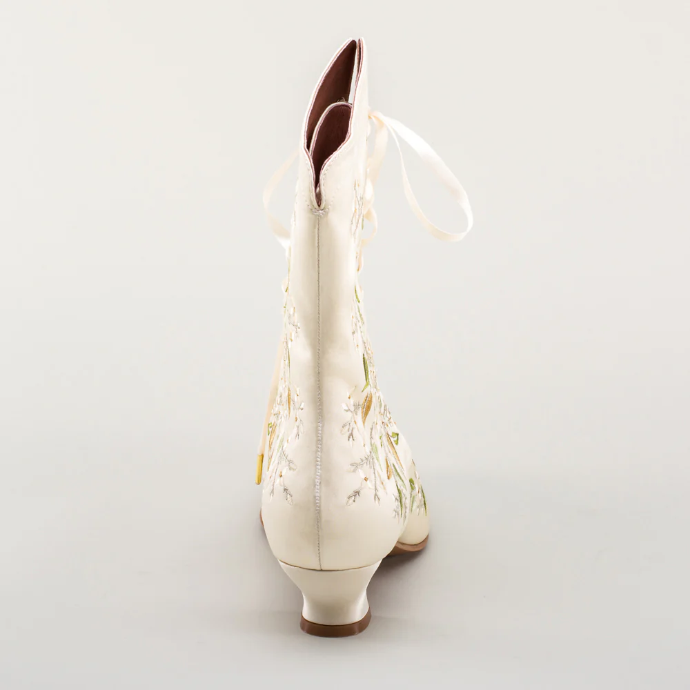 Flora Embroidered Boots Wide (Ivory) - Image 22
