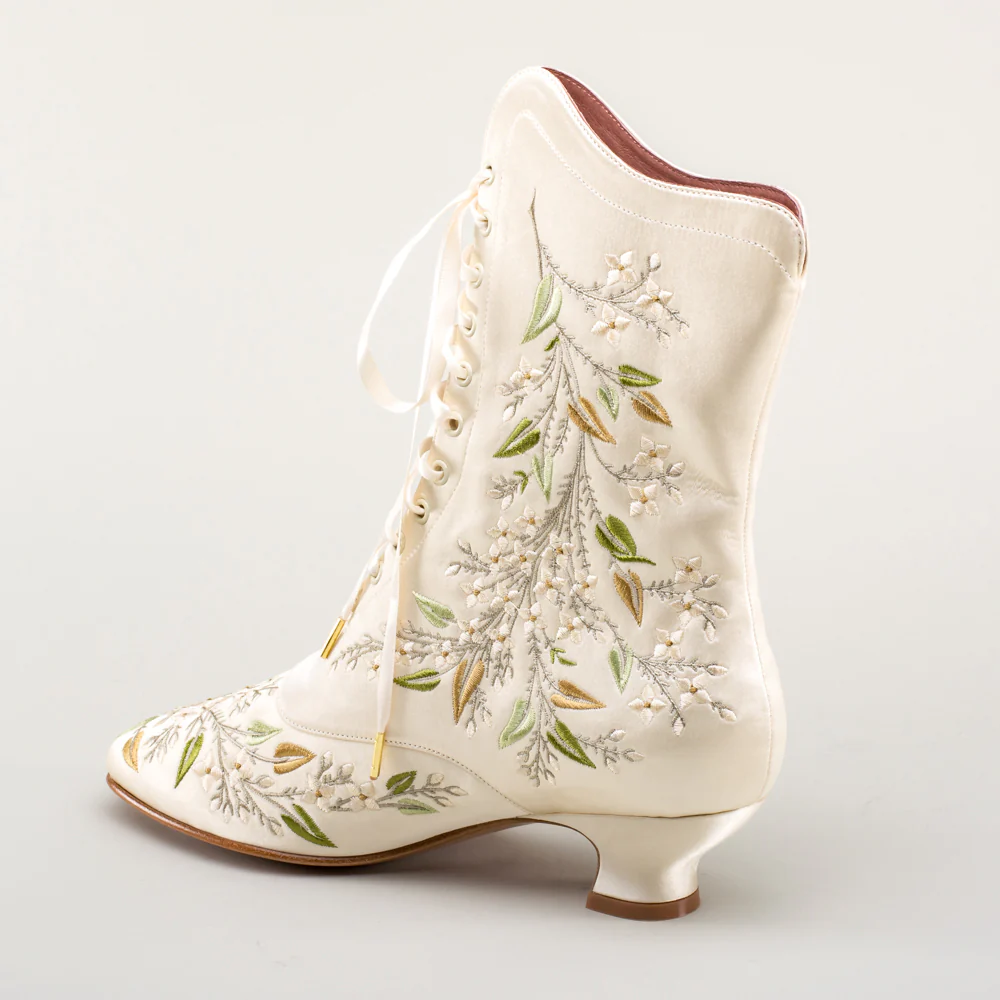 Flora Embroidered Boots Wide (Ivory) - Image 23