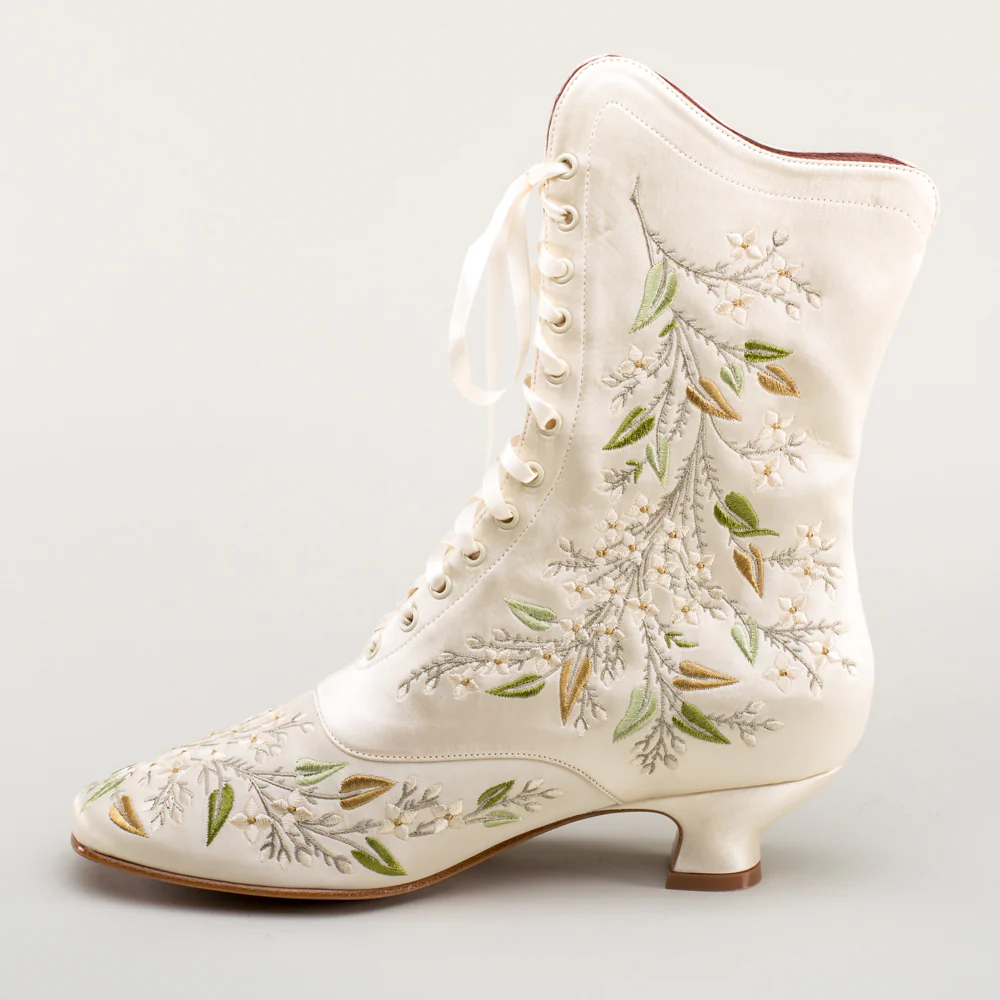 Flora Embroidered Boots Wide (Ivory) - Image 24