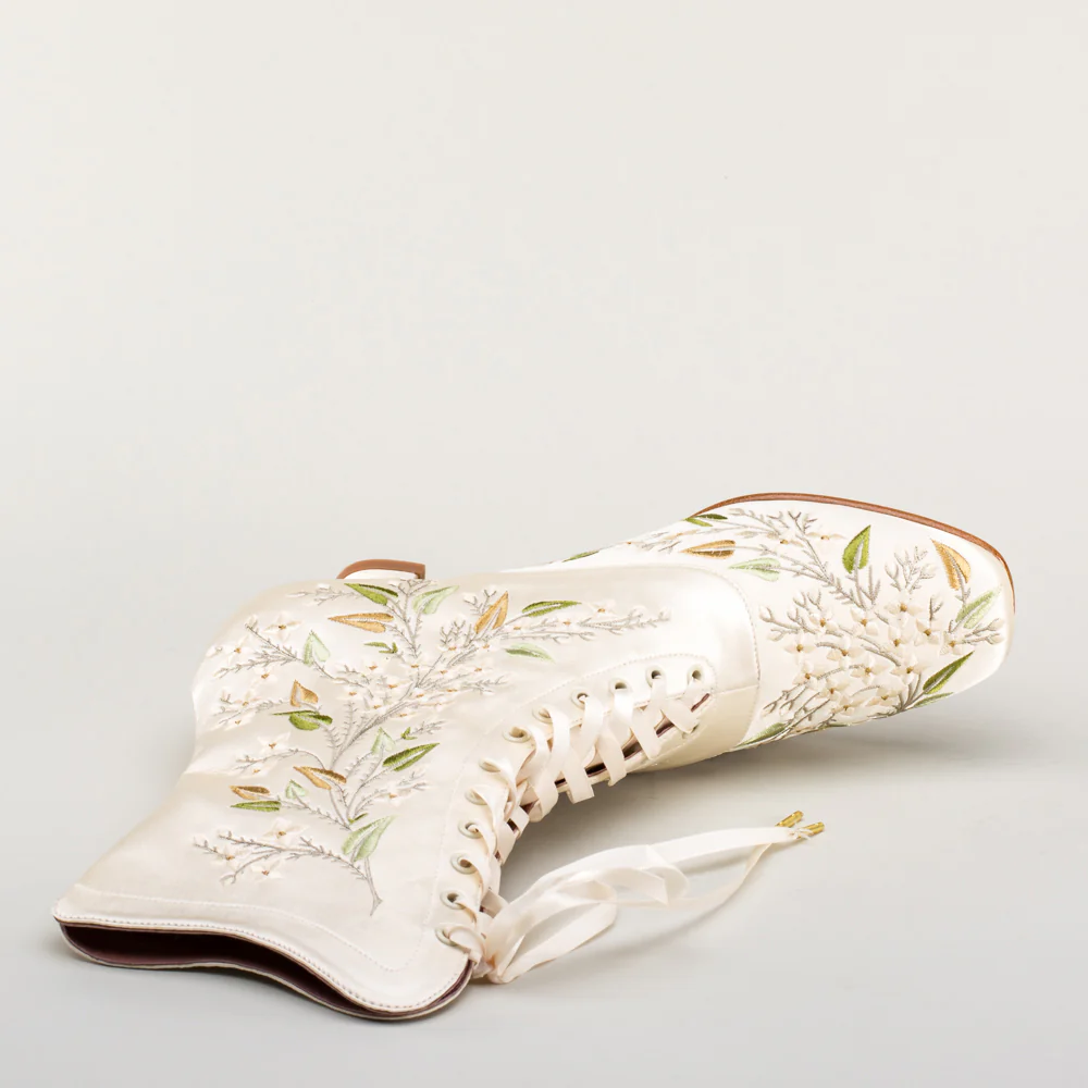Flora Embroidered Boots Wide (Ivory) - Image 28
