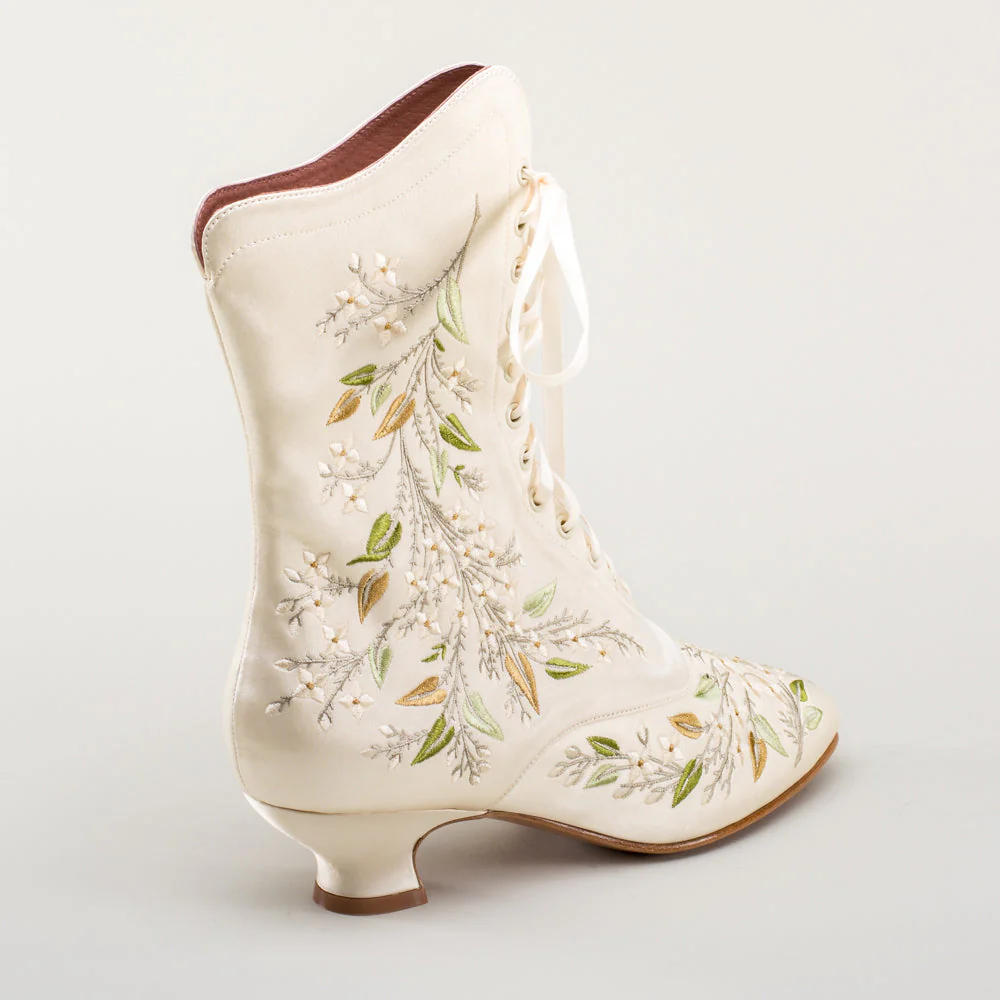 Flora Embroidered Boots Wide (Ivory) - Image 7