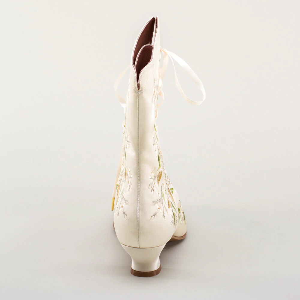 Flora Embroidered Boots Wide (Ivory) - Image 8