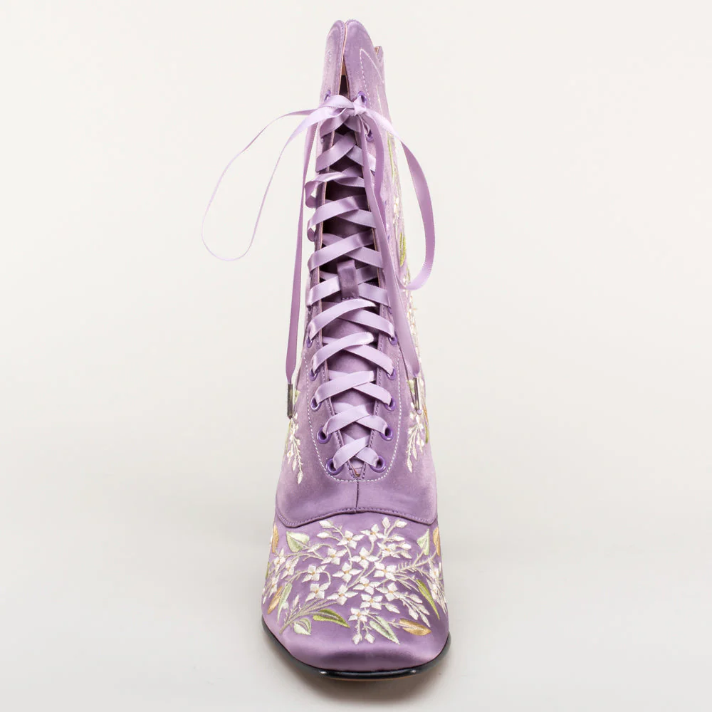 Flora Embroidered Boots Wide (Lavender) - Image 12