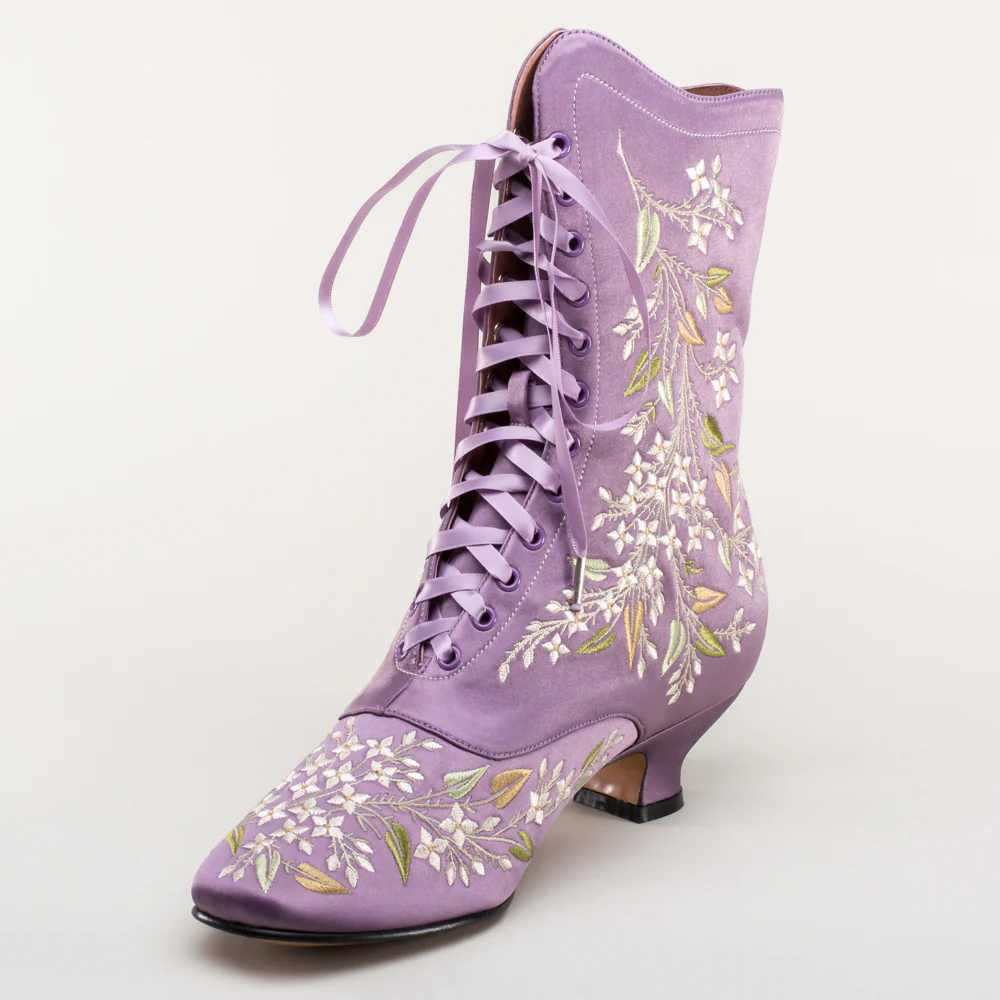 Flora Women's Embroidered Boots (Lavender) - Image 11