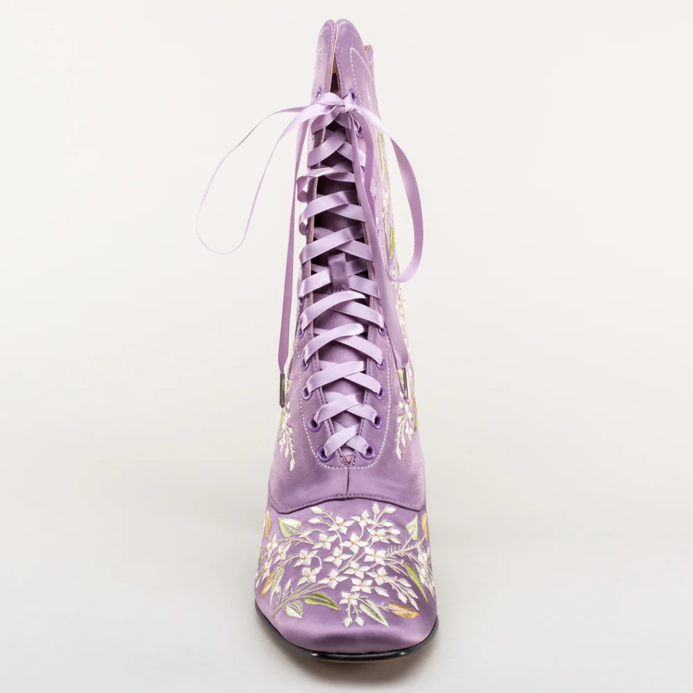 Flora Women's Embroidered Boots (Lavender) - Image 12