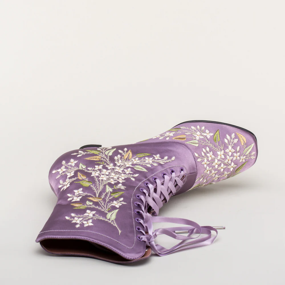 Flora Women's Embroidered Boots (Lavender) - Image 14