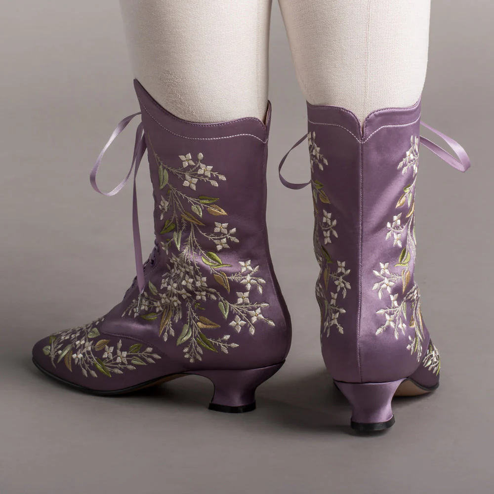 Flora Embroidered Boots Wide (Lavender) - Image 3