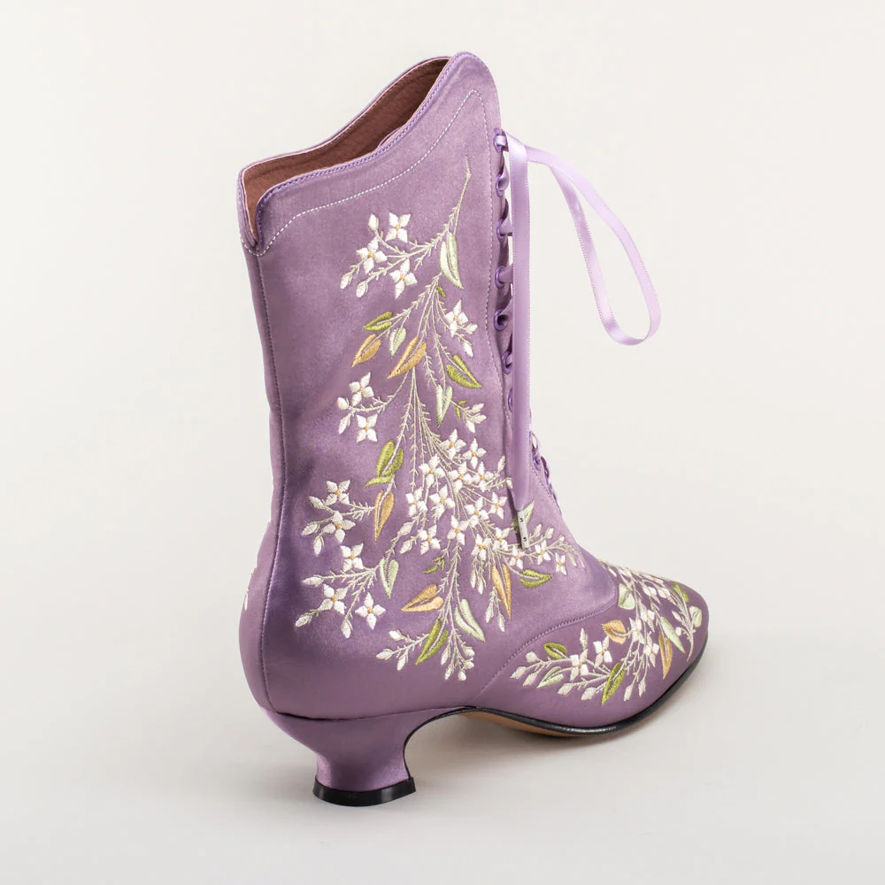 Flora Embroidered Boots Wide (Lavender) - Image 7