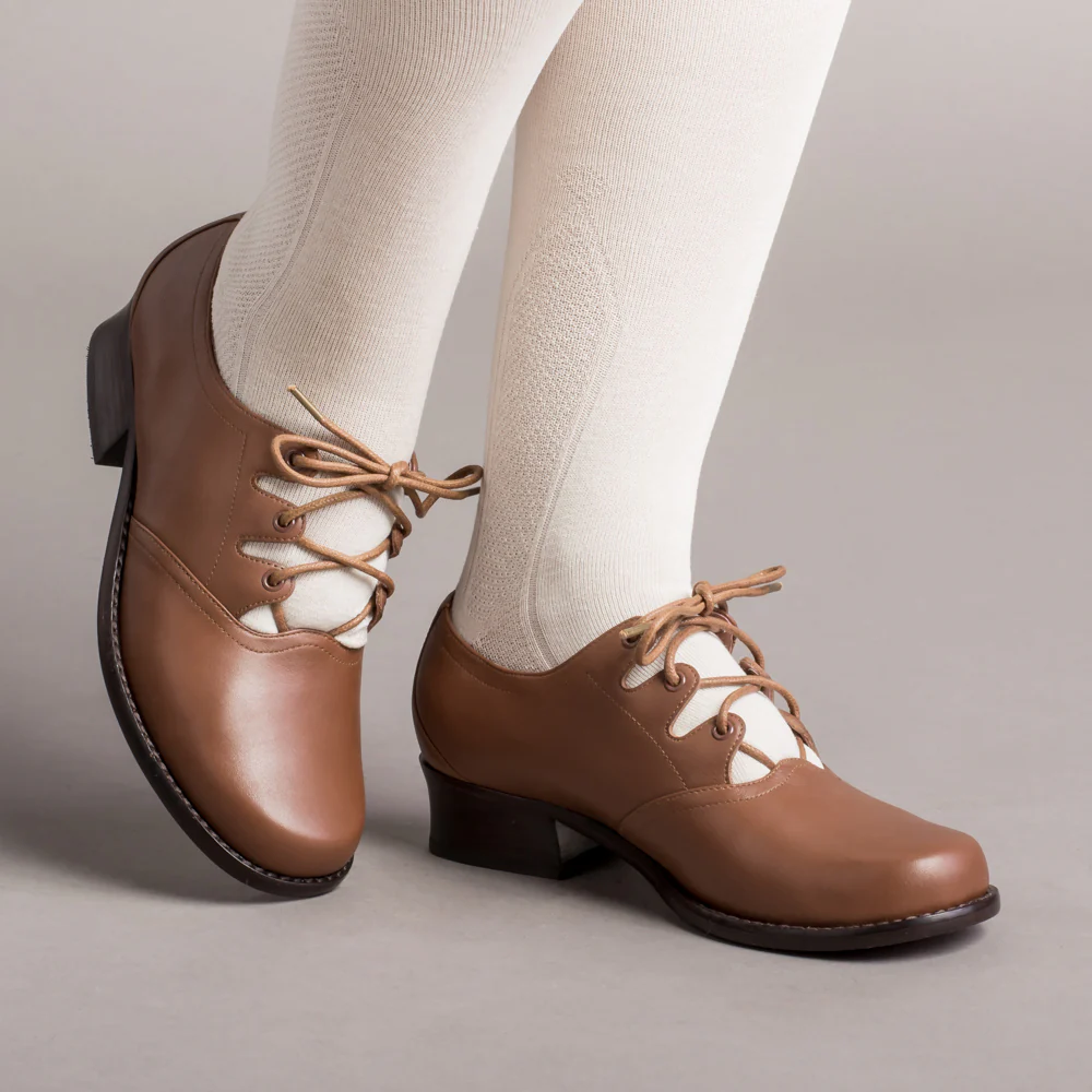 Ghillie Vintage Lace-Up Shoes (Tan) - Image 3