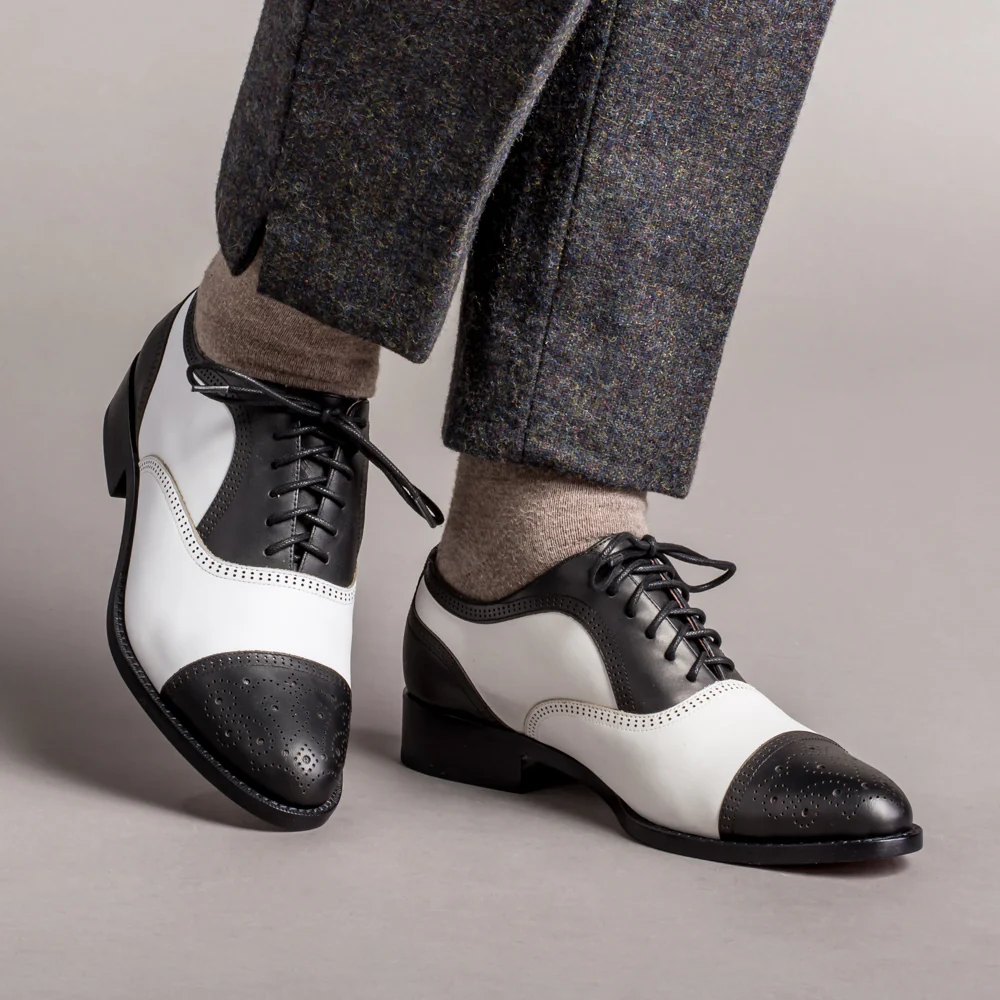 Gladys Vintage Cap Toe Oxfords (Black/White)